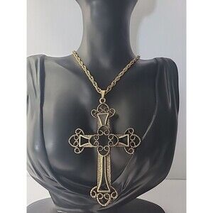 Vintage Sarah Coventry Necklace Pendant Cross Limited Ed 1973 Gold Tone Jewelry